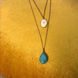 Elegant Turquoise and White Pendant Locket Necklace